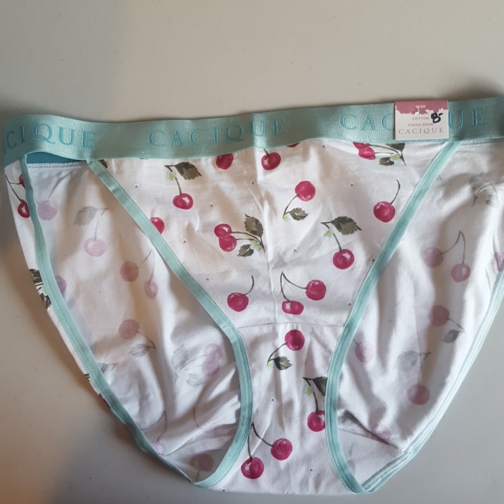 Cacique Cotton Cherry String Bikini Size 18-20 🍒